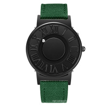 EUTOUR E012 Watch Man Canvas Leather Strap Mens Watches Magnetic Ball Show Quartz Watches Fashion Male Clock Wristwatches
